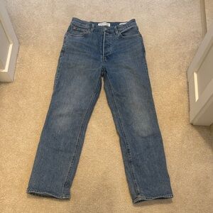 Denim Forum Arlo High Rise Straight Jeans in medium Blue 27